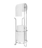 BINO The Glacier Chrome Free Standing Toilet Paper Holder - Holds 3 Rolls in Reserve & 1 Roll on Dispenser - Durable Steel Construction