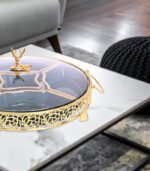 Diviniti 24K Gold Plated Dry Fruits Bowls Plates Ceramic Serving Tray for Stylish Storage Box, Home Decor Showpieces, Luxurious Gift