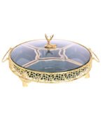 Diviniti 24K Gold Plated Dry Fruits Bowls Plates Ceramic Serving Tray for Stylish Storage Box, Home Decor Showpieces, Luxurious Gift - Image 2