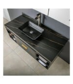 Vinnova Udine Matte Black Glass Rectangular Bathroom Vanity Vessel Sink - Image 2