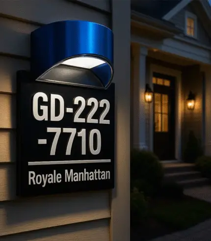 Personalized Solar-Powered House Number Plaques — Illuminated, Durable, and Weatherproof